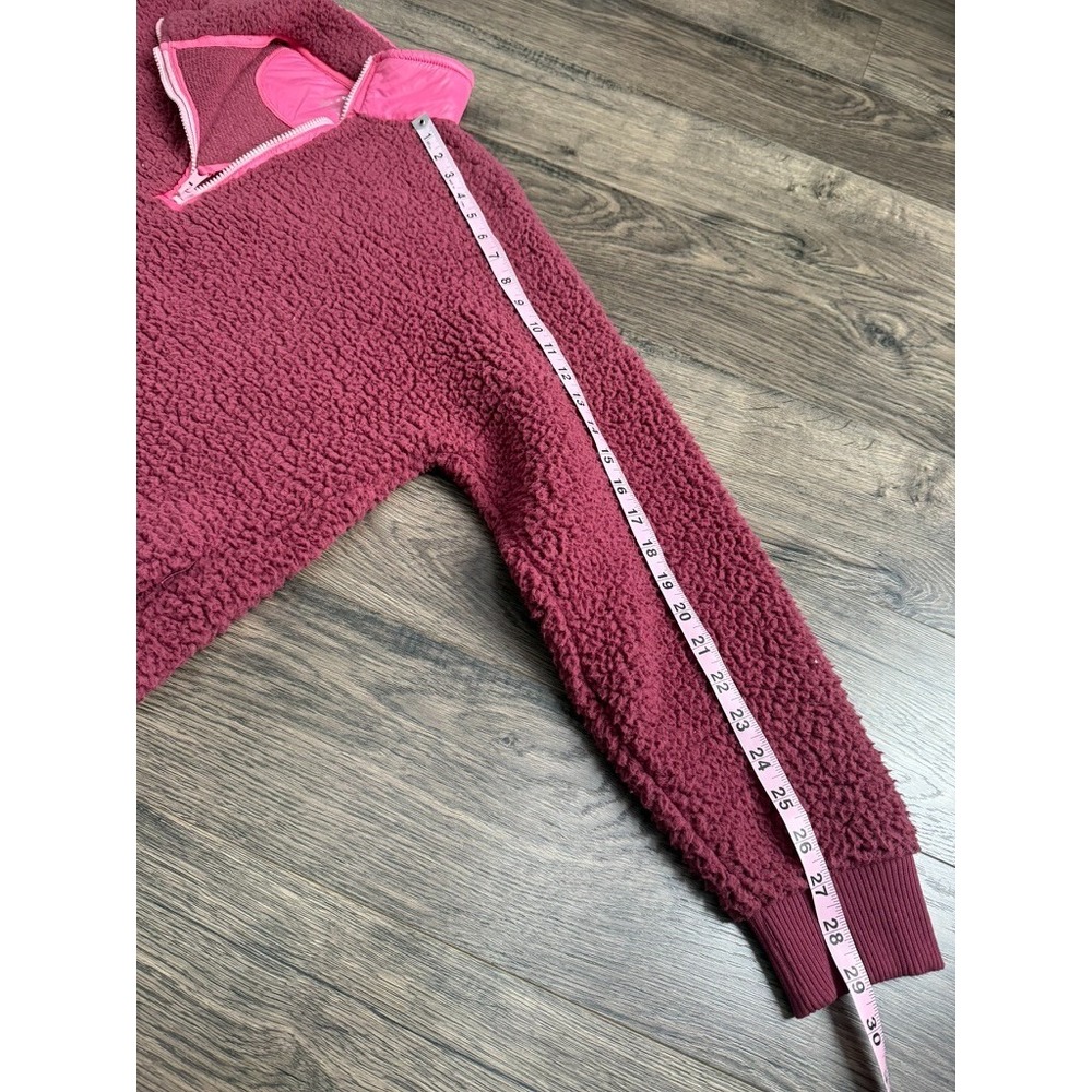 Aerie Women's‎ Sherpa pullover 1/4 zip Sweater Jacket Super Soft Wine Color Sz M - Picture 9 of 11